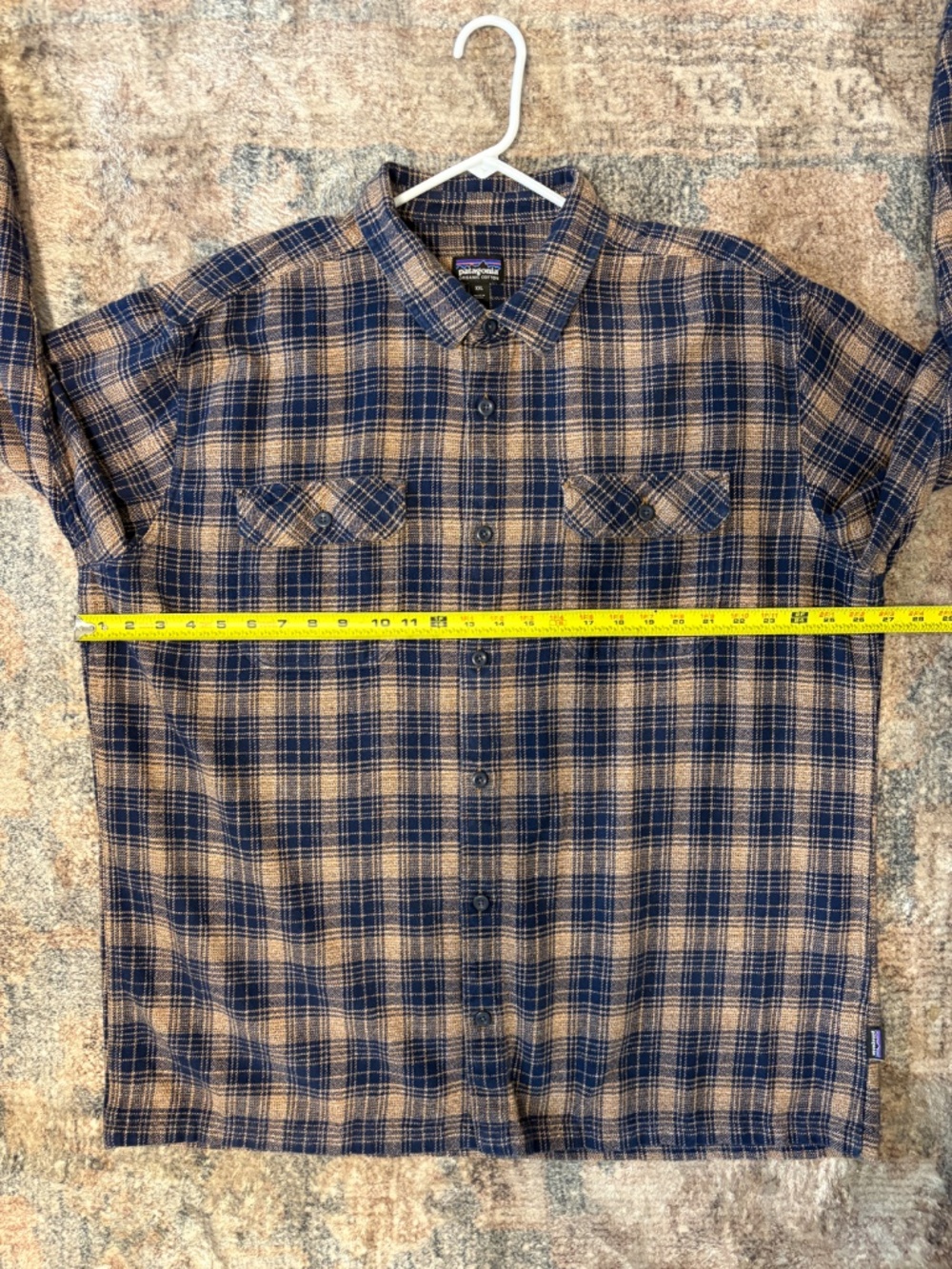 Patagonia #53947 Men's Blue/Tan Plaid Fjord Flannel Button-Front Shirt XXL/2XL - Picture 6 of 11